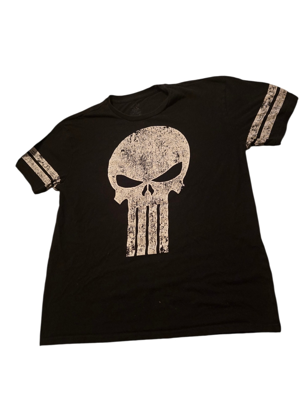 Marvel Black Short-Sleeve Tee with Distressed Skull
